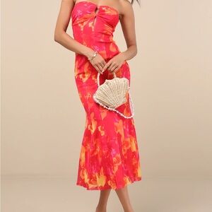 Vibrant Floral Strapless Dress
